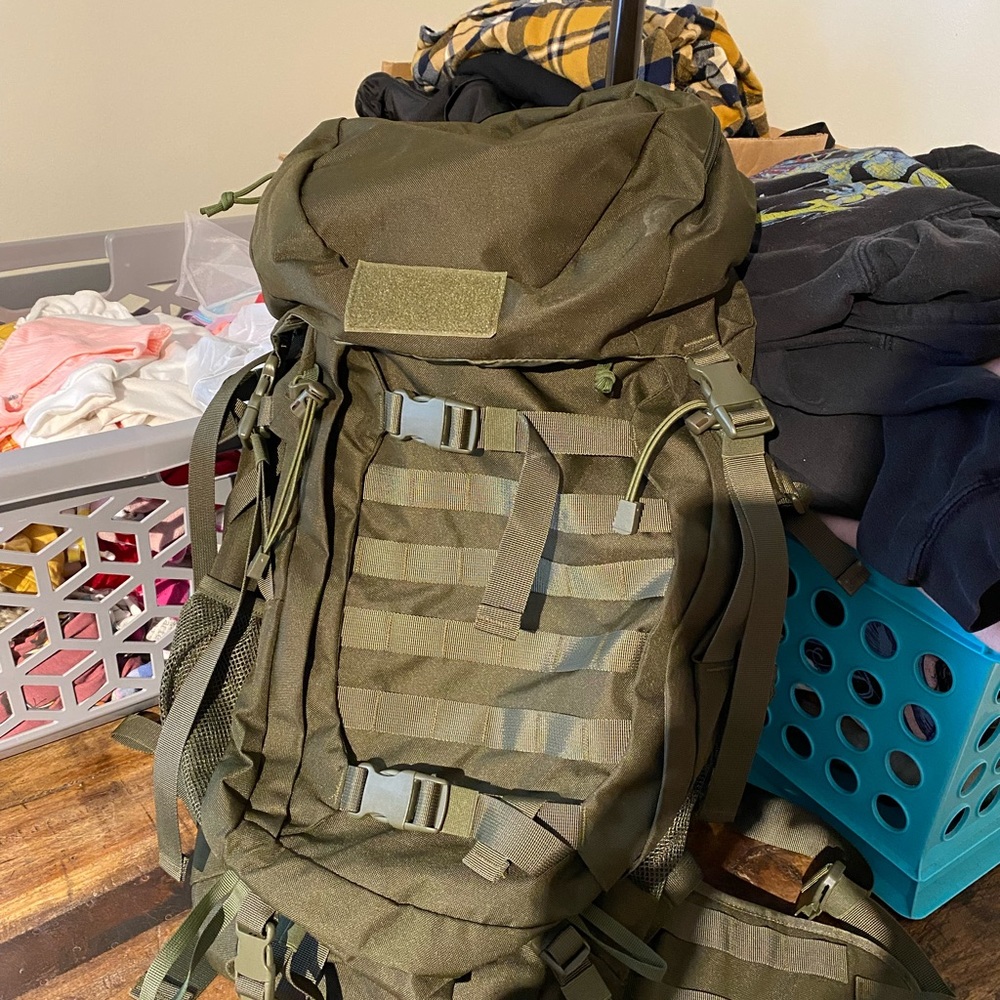 Green hiking backpack